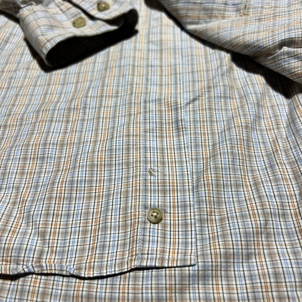 Faconnable Mens Plaid Button Down Shirt Size M Blue Orange Cotton Made in USA - Picture 5 of 13